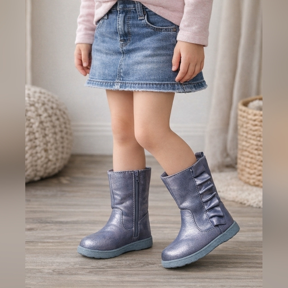 Cat & Jack Metallic Shimmer Ruffle Boots
